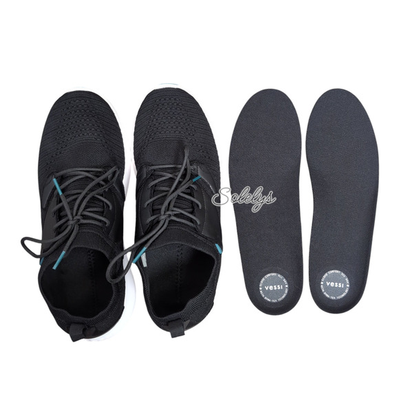 Vessi Everyday Move Mens 12 Waterproof Onyx Black White Knit Dyma-Tex Sneaker - Picture 7 of 10